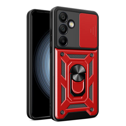 Samsung Galaxy S24 FE 5G Sliding Camera Cover Magnetic Ring Stand Shockproof TPU + PC Protective Phone Case