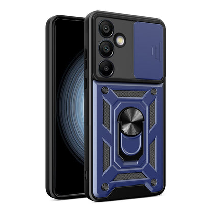 Samsung Galaxy S24 FE 5G Sliding Camera Cover Magnetic Ring Stand Shockproof TPU + PC Protective Phone Case