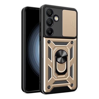 Samsung Galaxy S24 FE 5G Sliding Camera Cover Magnetic Ring Stand Shockproof TPU + PC Protective Phone Case