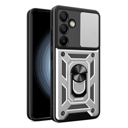 Samsung Galaxy S24 FE 5G Sliding Camera Cover Magnetic Ring Stand Shockproof TPU + PC Protective Phone Case