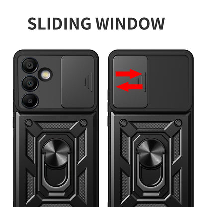 Samsung Galaxy S24 FE 5G Sliding Camera Cover Magnetic Ring Stand Shockproof TPU + PC Protective Phone Case