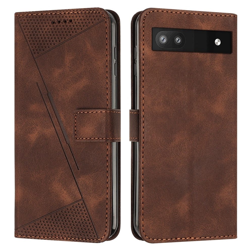 Google Pixel 6a Dream Triangle Leather Wallet Phone Case with Lanyard, Card Slot, Cash Compartment, Foldable Kickstand, Shockproof PU TPU Protective Cover