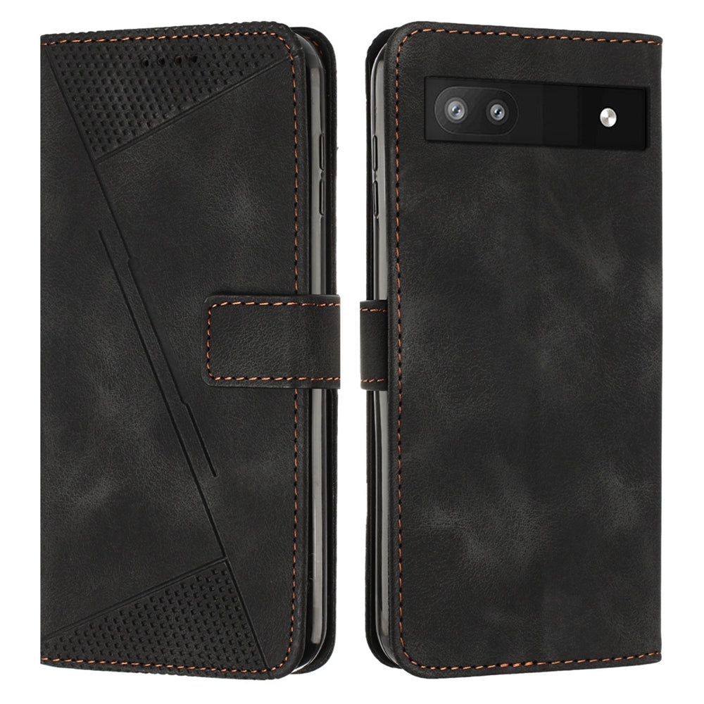 Google Pixel 6a Dream Triangle Leather Wallet Phone Case with Lanyard, Card Slot, Cash Compartment, Foldable Kickstand, Shockproof PU TPU Protective Cover