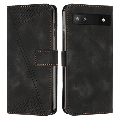 Google Pixel 6a Dream Triangle Leather Wallet Phone Case with Lanyard, Card Slot, Cash Compartment, Foldable Kickstand, Shockproof PU TPU Protective Cover