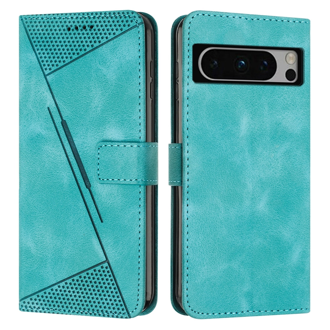 Google Pixel 8 Pro Dream Triangle Leather Wallet Phone Case with Lanyard, Card Slot, Cash Compartment, Foldable Kickstand, Shockproof PU TPU Protective Cover