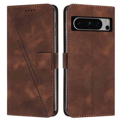 Google Pixel 8 Pro Dream Triangle Leather Wallet Phone Case with Lanyard, Card Slot, Cash Compartment, Foldable Kickstand, Shockproof PU TPU Protective Cover
