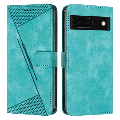 Google Pixel 8a Dream Triangle Leather Wallet Phone Case with Lanyard, Card Slot, Cash Compartment, Foldable Kickstand, Shockproof PU TPU Protective Cover
