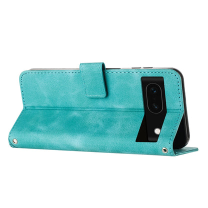 Google Pixel 8a Dream Triangle Leather Wallet Phone Case with Lanyard, Card Slot, Cash Compartment, Foldable Kickstand, Shockproof PU TPU Protective Cover