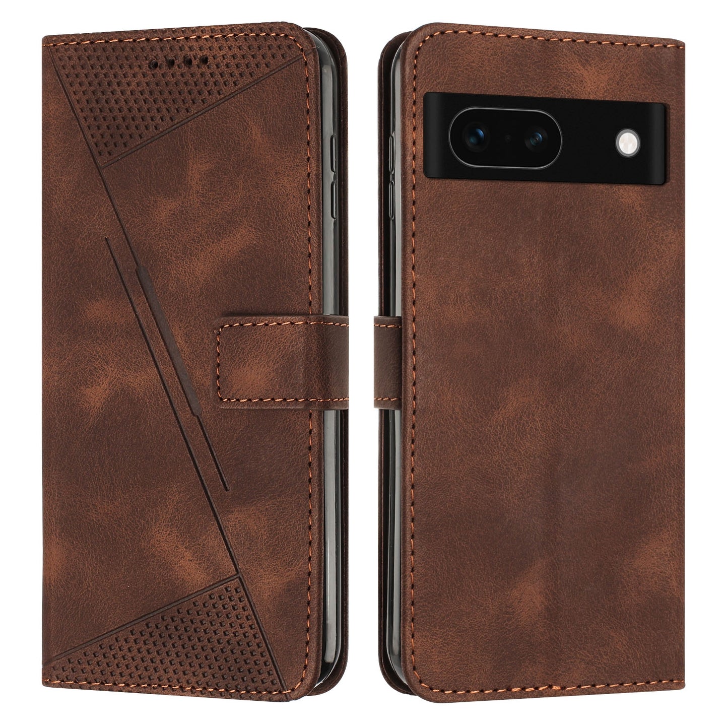 Google Pixel 8a Dream Triangle Leather Wallet Phone Case with Lanyard, Card Slot, Cash Compartment, Foldable Kickstand, Shockproof PU TPU Protective Cover