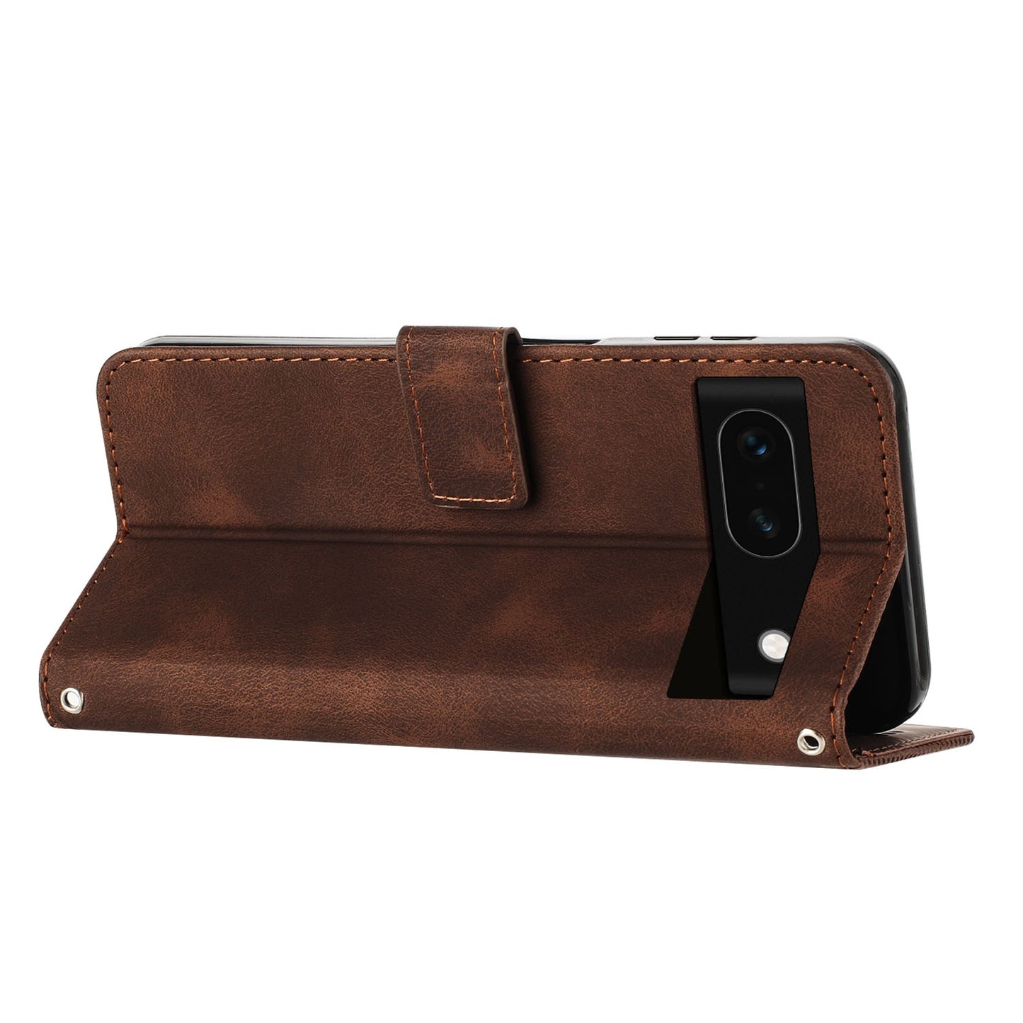 Google Pixel 8a Dream Triangle Leather Wallet Phone Case with Lanyard, Card Slot, Cash Compartment, Foldable Kickstand, Shockproof PU TPU Protective Cover