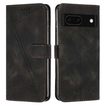 Google Pixel 8a Dream Triangle Leather Wallet Phone Case with Lanyard, Card Slot, Cash Compartment, Foldable Kickstand, Shockproof PU TPU Protective Cover