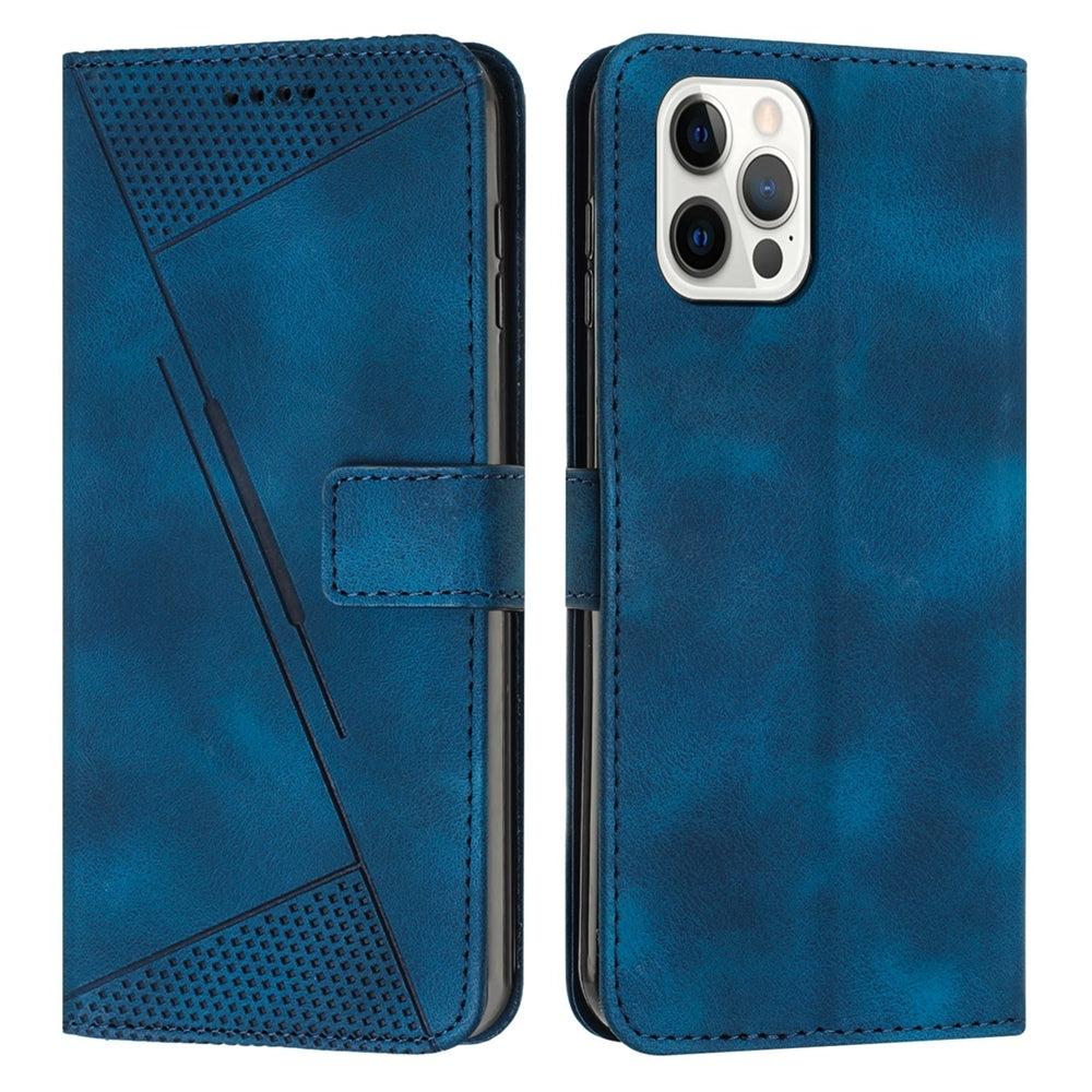 Apple iPhone 12 Dream Triangle Leather Wallet Phone Case with Lanyard, Card Slot, Cash Compartment, Foldable Kickstand, Shockproof PU TPU Protective Cover