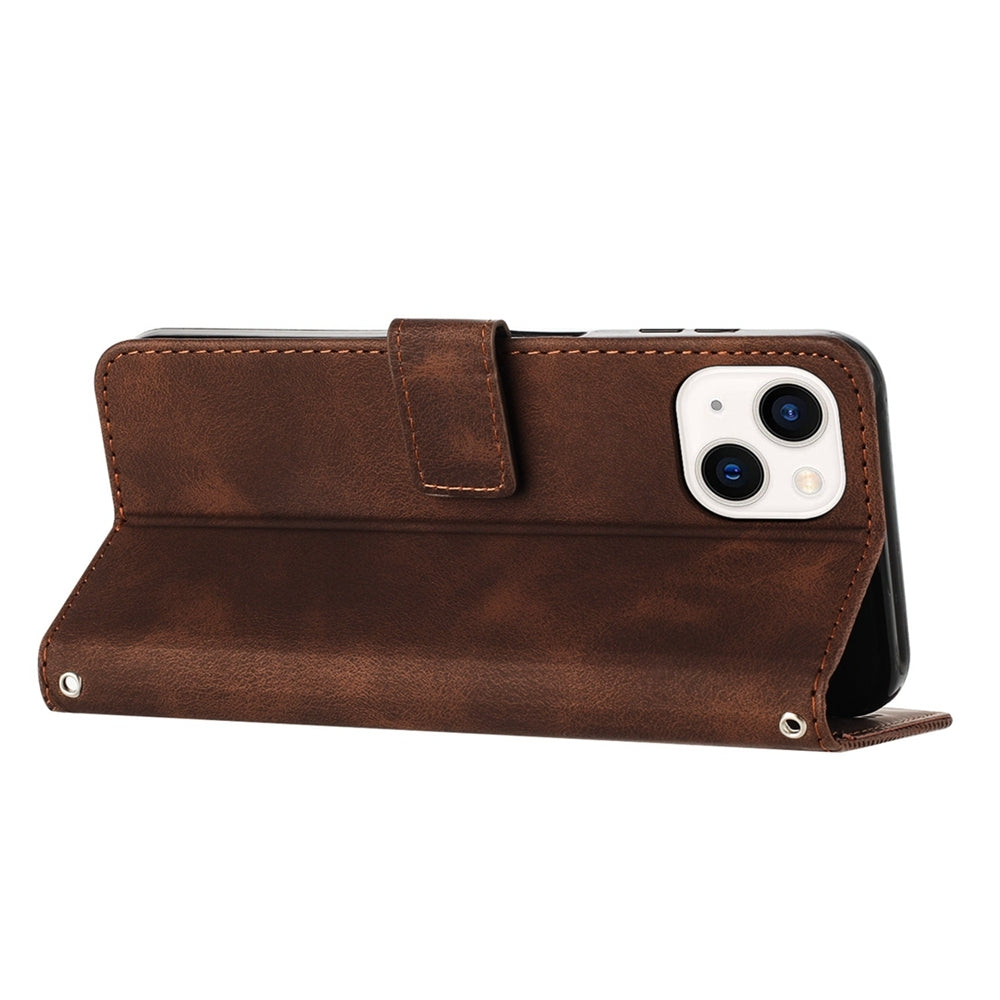 Apple iPhone 13 mini Dream Triangle Leather Wallet Phone Case with Lanyard, Card Slot, Cash Compartment, Foldable Kickstand, Shockproof PU TPU Protective Cover