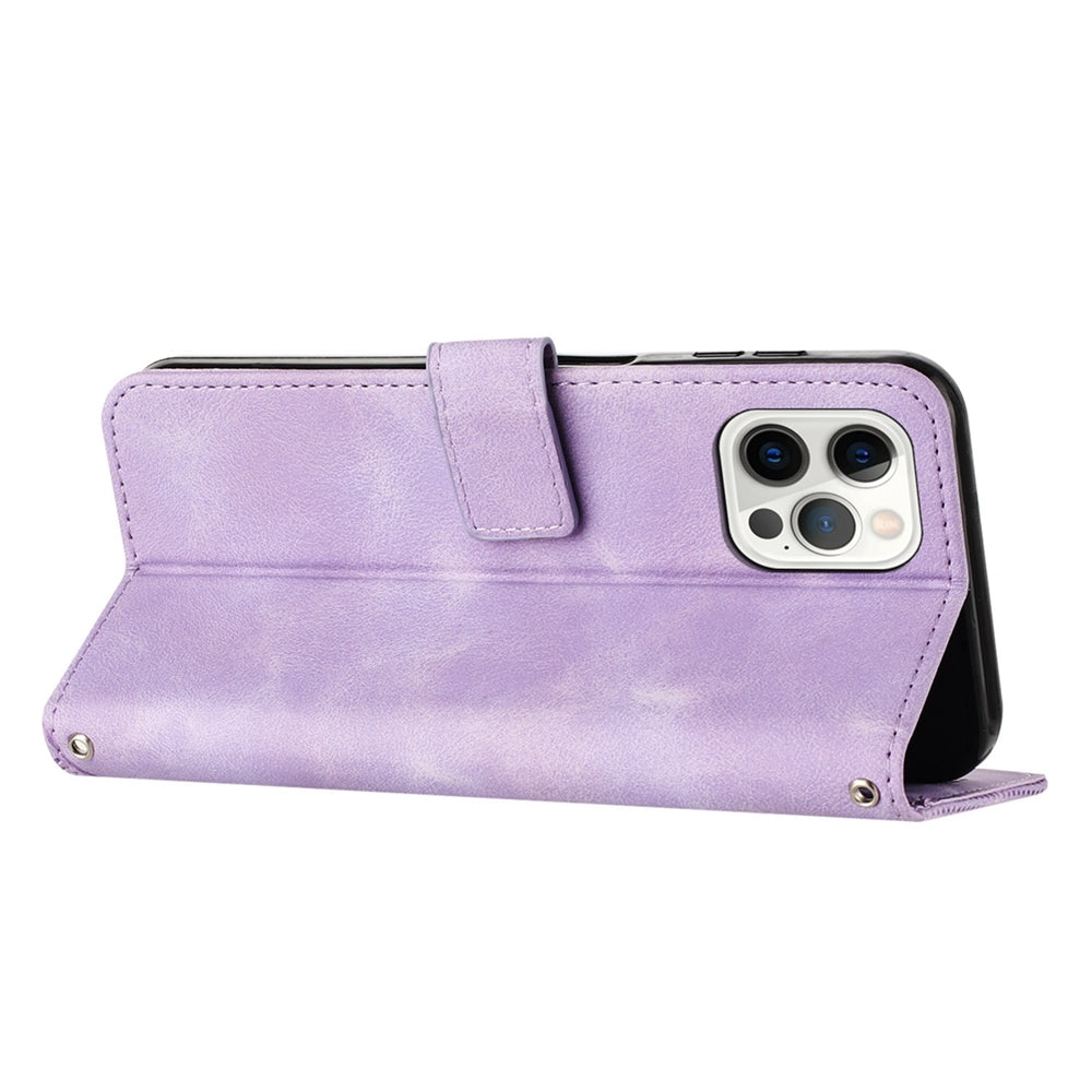Apple iPhone 14 Pro Max Dream Triangle Leather Wallet Phone Case with Lanyard, Card Slot, Cash Compartment, Foldable Kickstand, Shockproof PU TPU Protective Cover