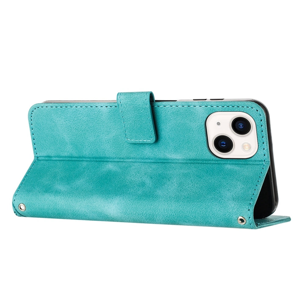 Apple iPhone 15 Dream Triangle Leather Wallet Phone Case with Lanyard, Card Slot, Cash Compartment, Foldable Kickstand, Shockproof PU TPU Protective Cover