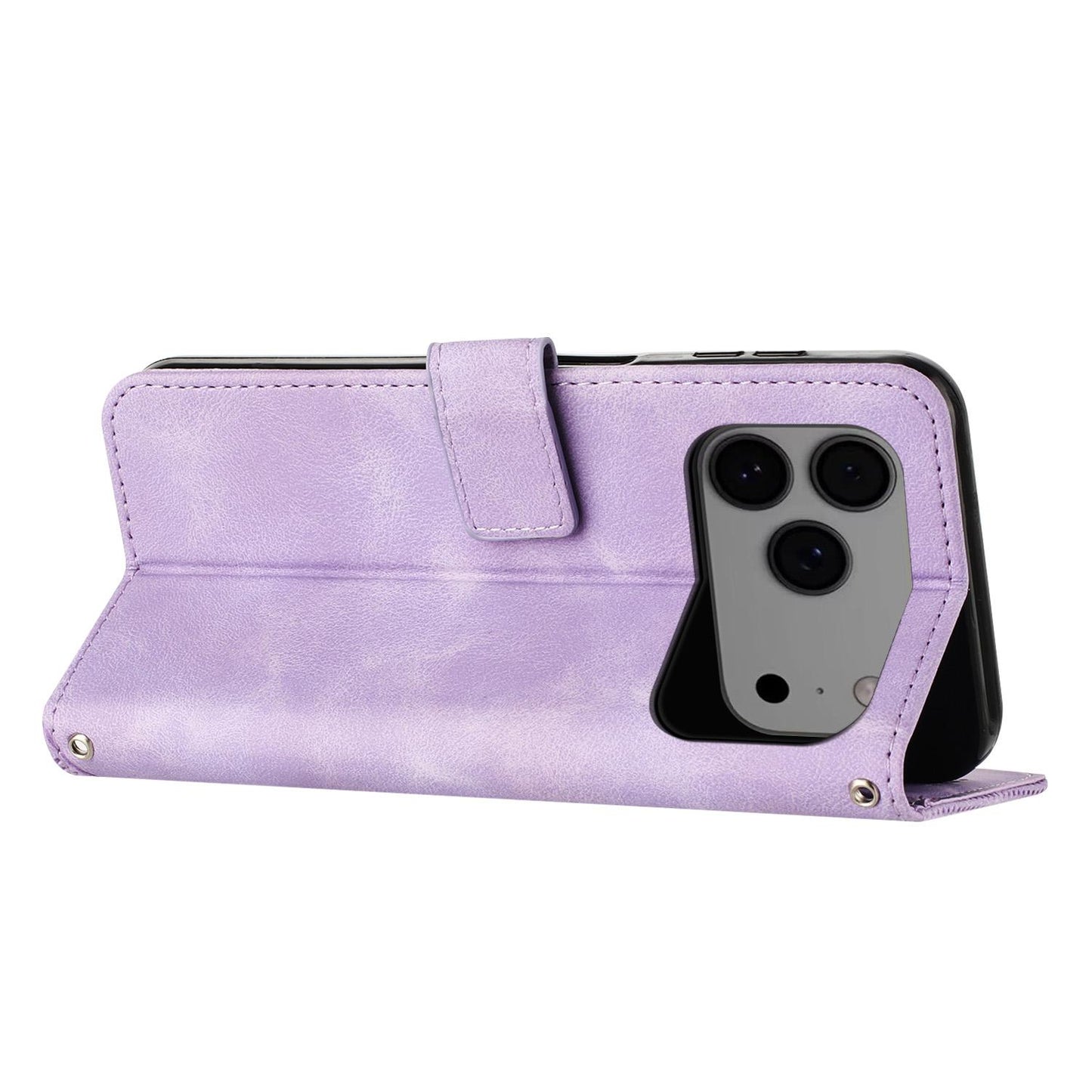 Apple iPhone 17 Pro Max Dream Triangle Leather Wallet Phone Case with Lanyard, Card Slot, Cash Compartment, Foldable Kickstand, Shockproof PU TPU Protective Cover