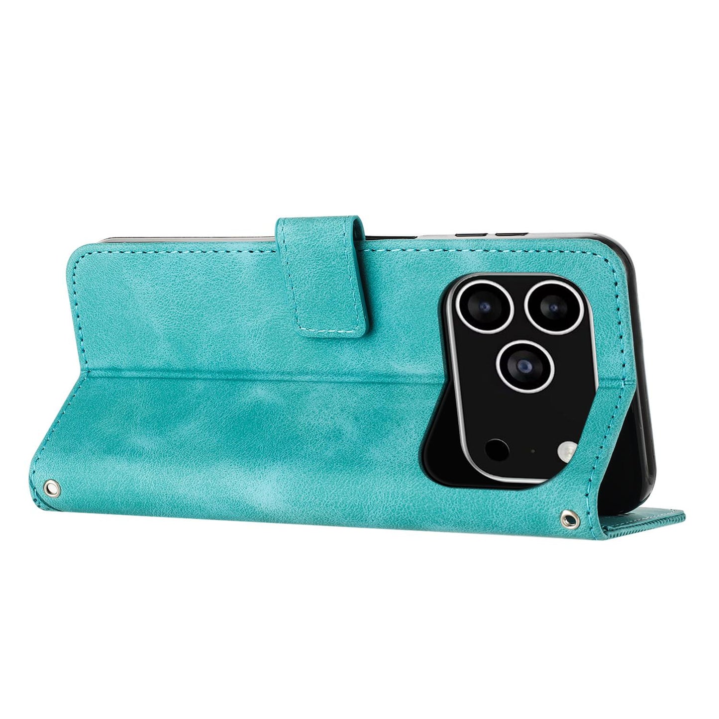 Apple iPhone 17 Pro Dream Triangle Leather Wallet Phone Case with Lanyard, Card Slot, Cash Compartment, Foldable Kickstand, Shockproof PU TPU Protective Cover