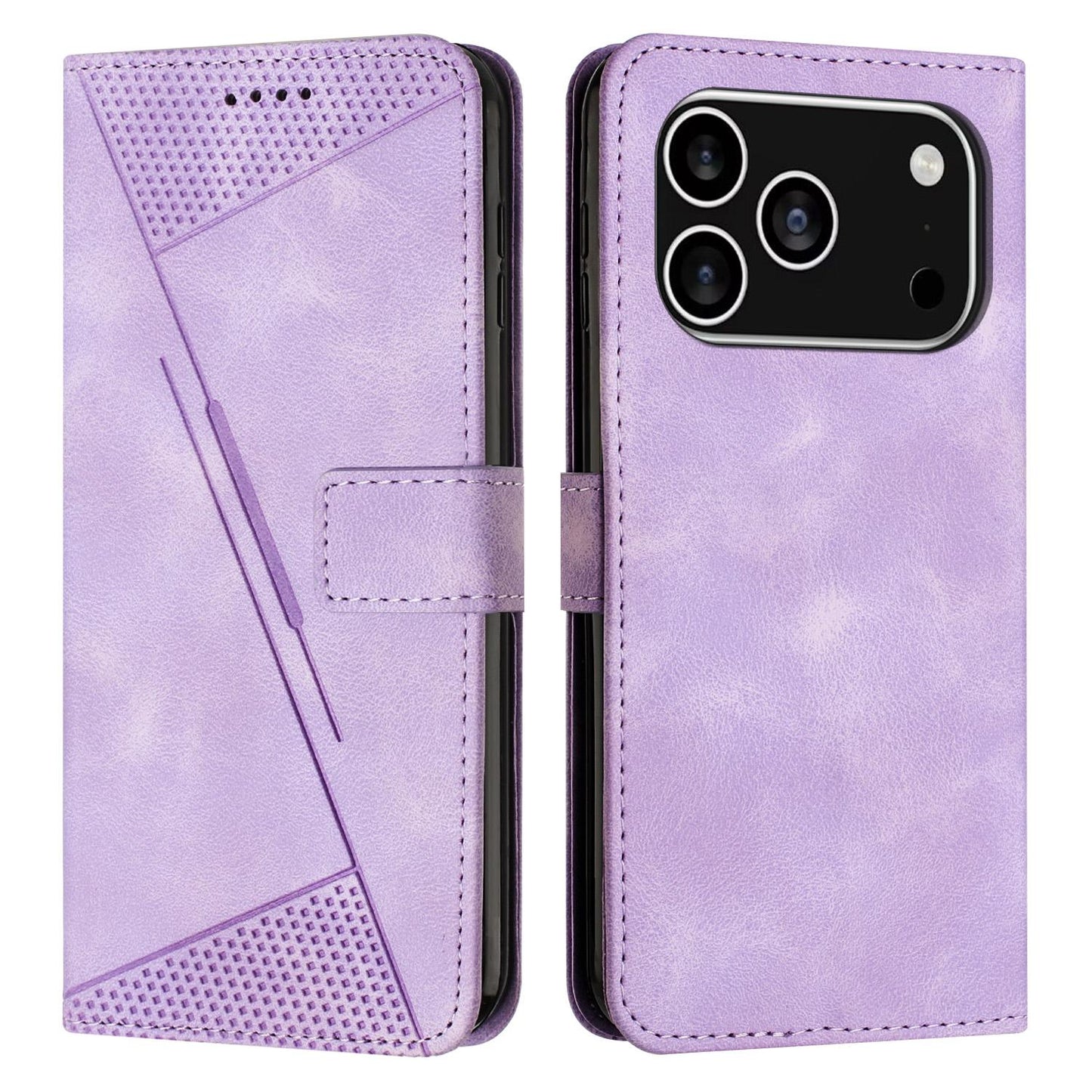 Apple iPhone 17 Pro Dream Triangle Leather Wallet Phone Case with Lanyard, Card Slot, Cash Compartment, Foldable Kickstand, Shockproof PU TPU Protective Cover