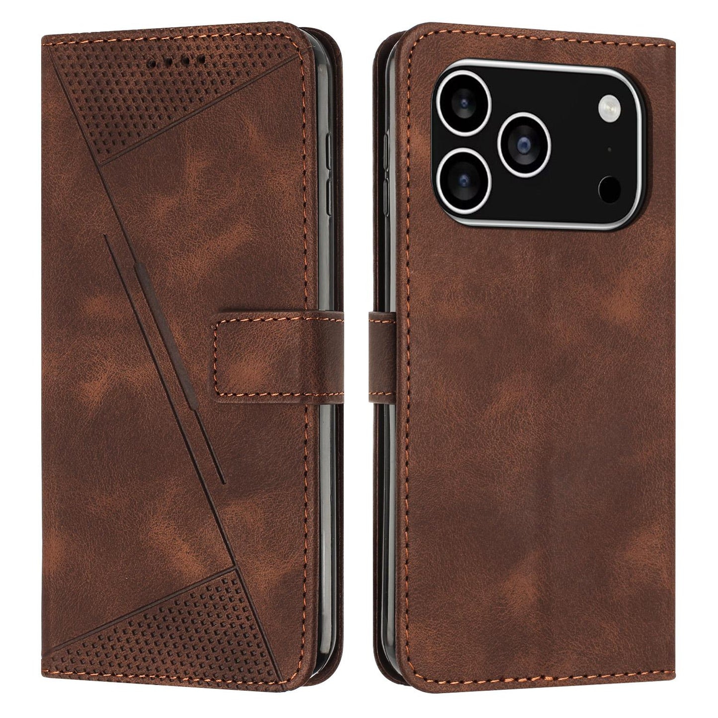 Apple iPhone 17 Pro Dream Triangle Leather Wallet Phone Case with Lanyard, Card Slot, Cash Compartment, Foldable Kickstand, Shockproof PU TPU Protective Cover