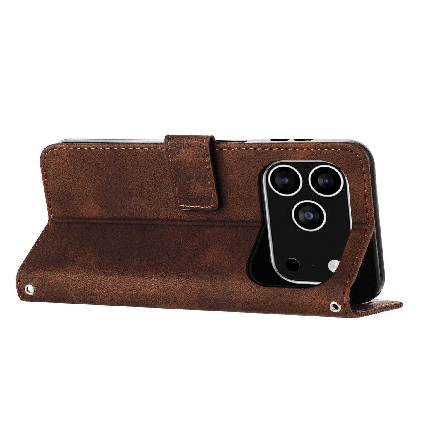 Apple iPhone 17 Pro Dream Triangle Leather Wallet Phone Case with Lanyard, Card Slot, Cash Compartment, Foldable Kickstand, Shockproof PU TPU Protective Cover