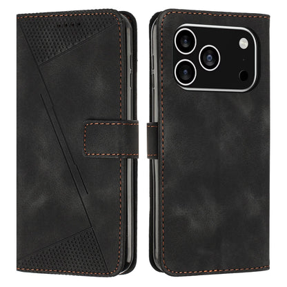 Apple iPhone 17 Pro Dream Triangle Leather Wallet Phone Case with Lanyard, Card Slot, Cash Compartment, Foldable Kickstand, Shockproof PU TPU Protective Cover