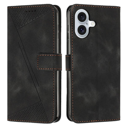 Apple iPhone 17 Dream Triangle Leather Wallet Phone Case with Lanyard, Card Slot, Cash Compartment, Foldable Kickstand, Shockproof PU TPU Protective Cover