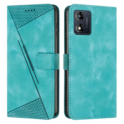 Motorola Moto E13 Dream Triangle Leather Wallet Phone Case with Lanyard, Card Slot, Cash Compartment, Foldable Kickstand, Shockproof PU TPU Protective Cover