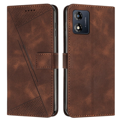 Motorola Moto E13 Dream Triangle Leather Wallet Phone Case with Lanyard, Card Slot, Cash Compartment, Foldable Kickstand, Shockproof PU TPU Protective Cover