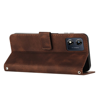 Motorola Moto E13 Dream Triangle Leather Wallet Phone Case with Lanyard, Card Slot, Cash Compartment, Foldable Kickstand, Shockproof PU TPU Protective Cover