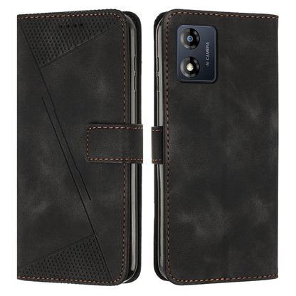 Motorola Moto E13 Dream Triangle Leather Wallet Phone Case with Lanyard, Card Slot, Cash Compartment, Foldable Kickstand, Shockproof PU TPU Protective Cover