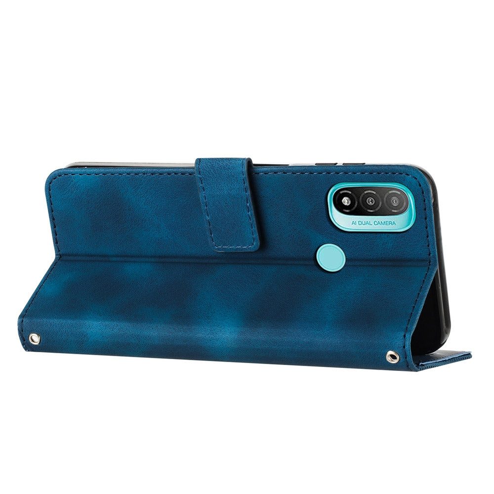 Motorola Moto E30 Dream Triangle Leather Wallet Phone Case with Lanyard, Card Slot, Cash Compartment, Foldable Kickstand, Shockproof PU TPU Protective Cover