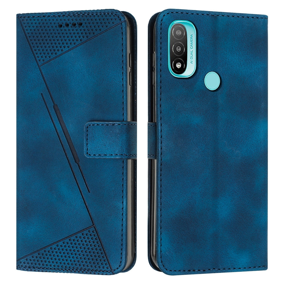 Motorola Moto E40 Dream Triangle Leather Wallet Phone Case with Lanyard, Card Slot, Cash Compartment, Foldable Kickstand, Shockproof PU TPU Protective Cover