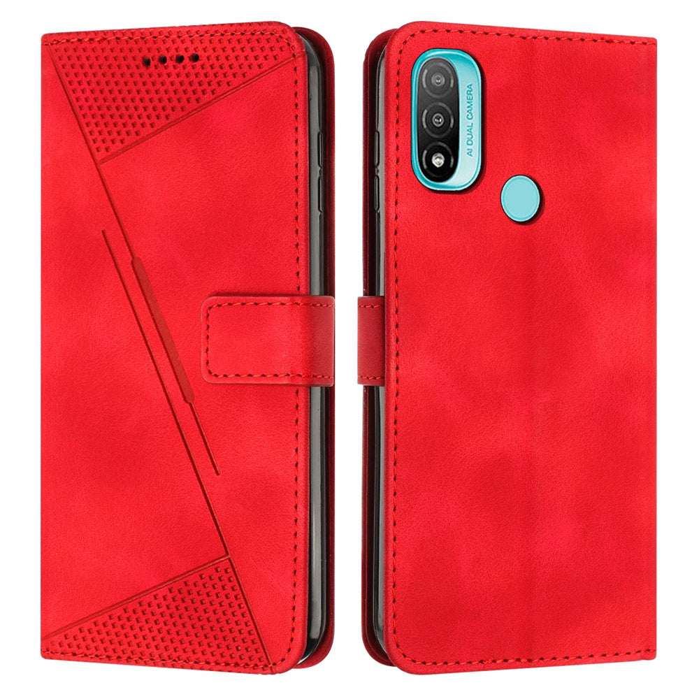 Motorola Moto E40 Dream Triangle Leather Wallet Phone Case with Lanyard, Card Slot, Cash Compartment, Foldable Kickstand, Shockproof PU TPU Protective Cover