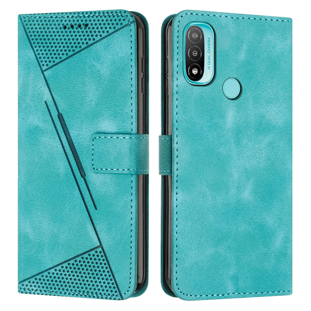 Motorola Moto E40 Dream Triangle Leather Wallet Phone Case with Lanyard, Card Slot, Cash Compartment, Foldable Kickstand, Shockproof PU TPU Protective Cover