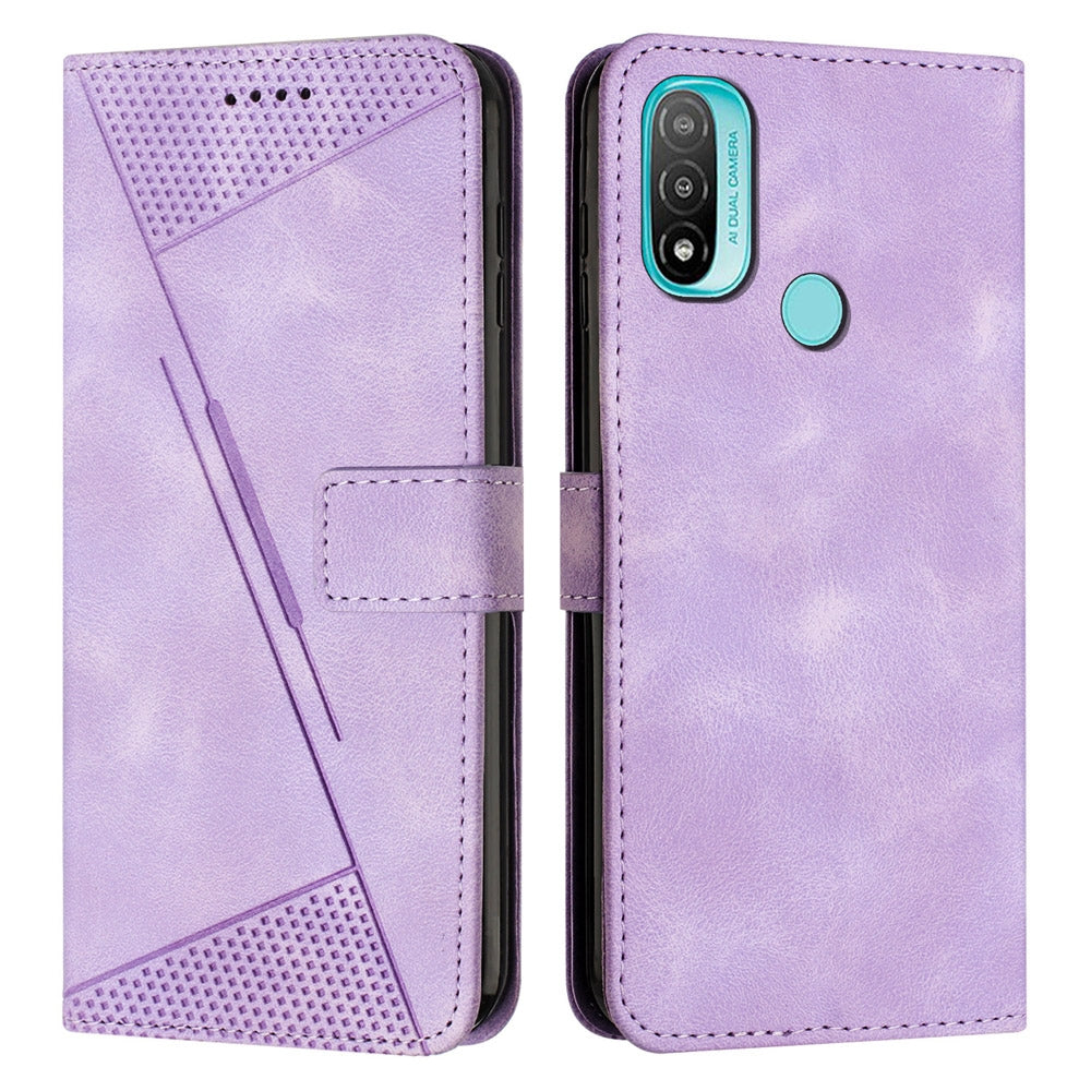 Motorola Moto E30 Dream Triangle Leather Wallet Phone Case with Lanyard, Card Slot, Cash Compartment, Foldable Kickstand, Shockproof PU TPU Protective Cover
