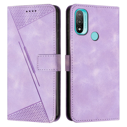 Motorola Moto E40 Dream Triangle Leather Wallet Phone Case with Lanyard, Card Slot, Cash Compartment, Foldable Kickstand, Shockproof PU TPU Protective Cover