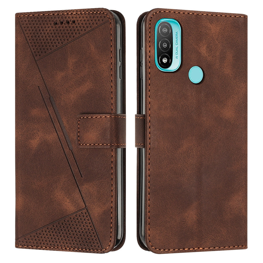 Motorola Moto E40 Dream Triangle Leather Wallet Phone Case with Lanyard, Card Slot, Cash Compartment, Foldable Kickstand, Shockproof PU TPU Protective Cover
