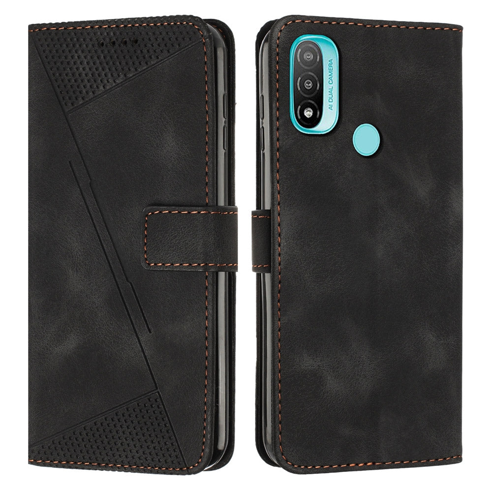 Motorola Moto E20 Dream Triangle Leather Wallet Phone Case with Lanyard, Card Slot, Cash Compartment, Foldable Kickstand, Shockproof PU TPU Protective Cover