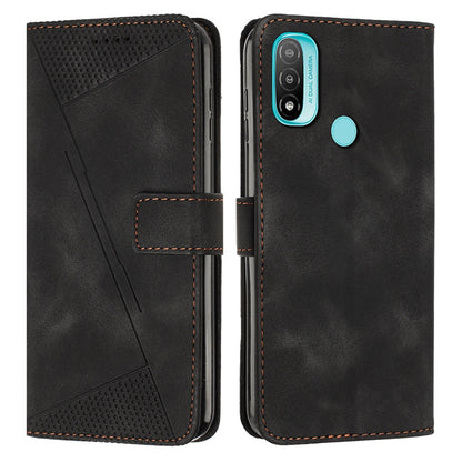 Motorola Moto E20 Dream Triangle Leather Wallet Phone Case with Lanyard, Card Slot, Cash Compartment, Foldable Kickstand, Shockproof PU TPU Protective Cover