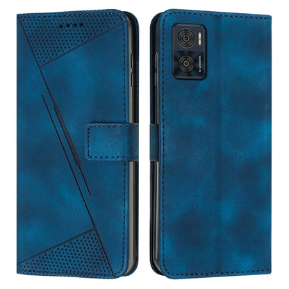Motorola Moto E22 Dream Triangle Leather Wallet Phone Case with Lanyard, Card Slot, Cash Compartment, Foldable Kickstand, Shockproof PU TPU Protective Cover