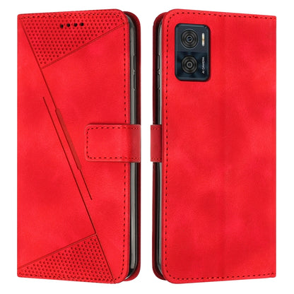 Motorola Moto E22i Dream Triangle Leather Wallet Phone Case with Lanyard, Card Slot, Cash Compartment, Foldable Kickstand, Shockproof PU TPU Protective Cover