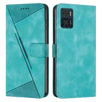 Motorola Moto E22i Dream Triangle Leather Wallet Phone Case with Lanyard, Card Slot, Cash Compartment, Foldable Kickstand, Shockproof PU TPU Protective Cover