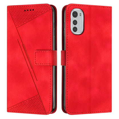 Motorola Moto E32 Dream Triangle Leather Wallet Phone Case with Lanyard, Card Slot, Cash Compartment, Foldable Kickstand, Shockproof PU TPU Protective Cover