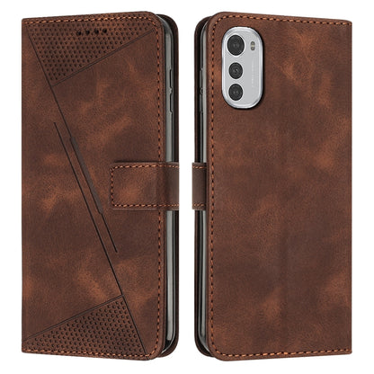 Motorola Moto E32 Dream Triangle Leather Wallet Phone Case with Lanyard, Card Slot, Cash Compartment, Foldable Kickstand, Shockproof PU TPU Protective Cover