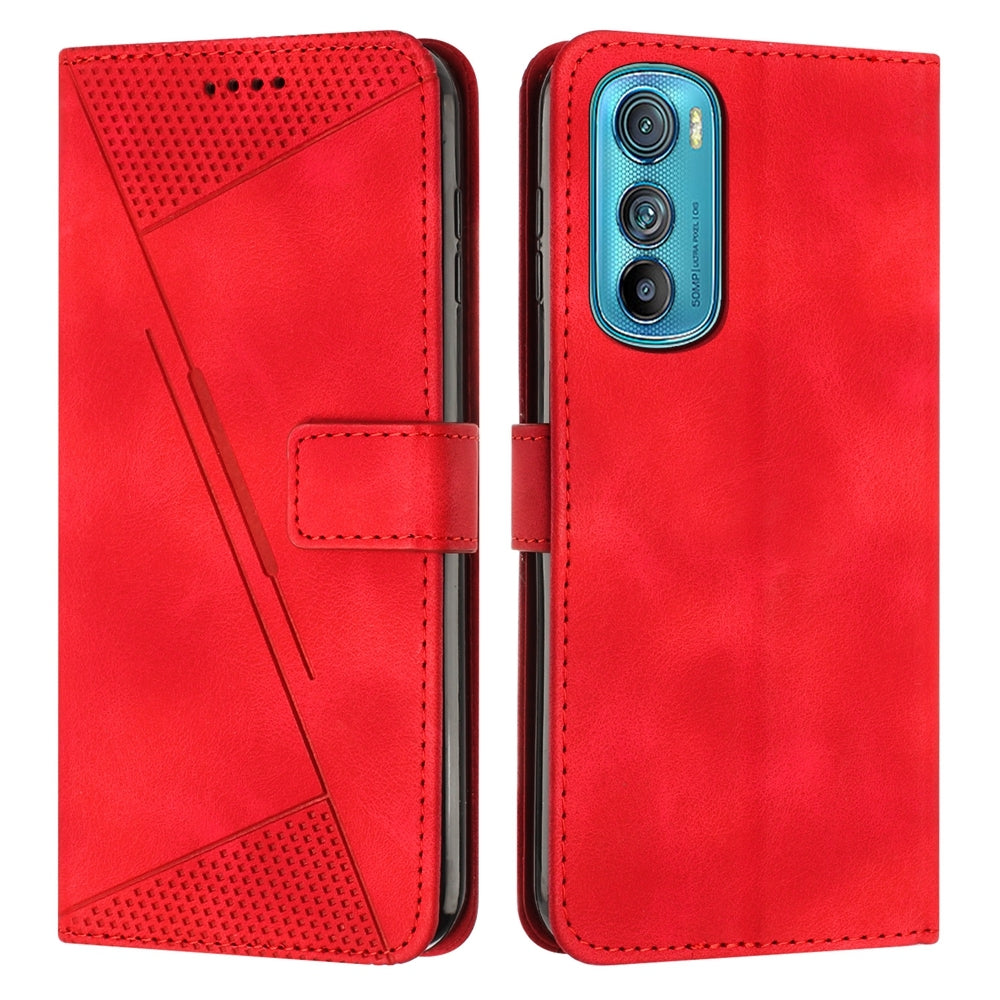 Motorola Edge 30 Dream Triangle Leather Wallet Phone Case with Lanyard, Card Slot, Cash Compartment, Foldable Kickstand, Shockproof PU TPU Protective Cover