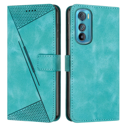 Motorola Edge 30 Dream Triangle Leather Wallet Phone Case with Lanyard, Card Slot, Cash Compartment, Foldable Kickstand, Shockproof PU TPU Protective Cover