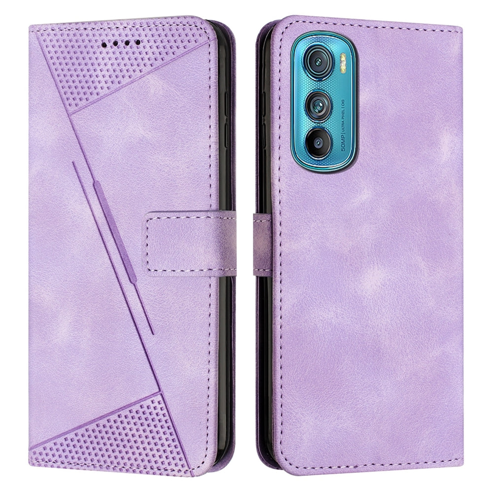Motorola Edge 30 Dream Triangle Leather Wallet Phone Case with Lanyard, Card Slot, Cash Compartment, Foldable Kickstand, Shockproof PU TPU Protective Cover