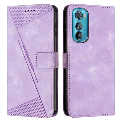 Motorola Edge 30 Dream Triangle Leather Wallet Phone Case with Lanyard, Card Slot, Cash Compartment, Foldable Kickstand, Shockproof PU TPU Protective Cover