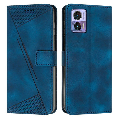 Motorola Edge 30 Lite Dream Triangle Leather Wallet Phone Case with Lanyard, Card Slot, Cash Compartment, Foldable Kickstand, Shockproof PU TPU Protective Cover