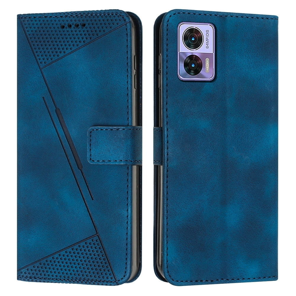 Motorola Edge 30 Neo Dream Triangle Leather Wallet Phone Case with Lanyard, Card Slot, Cash Compartment, Foldable Kickstand, Shockproof PU TPU Protective Cover